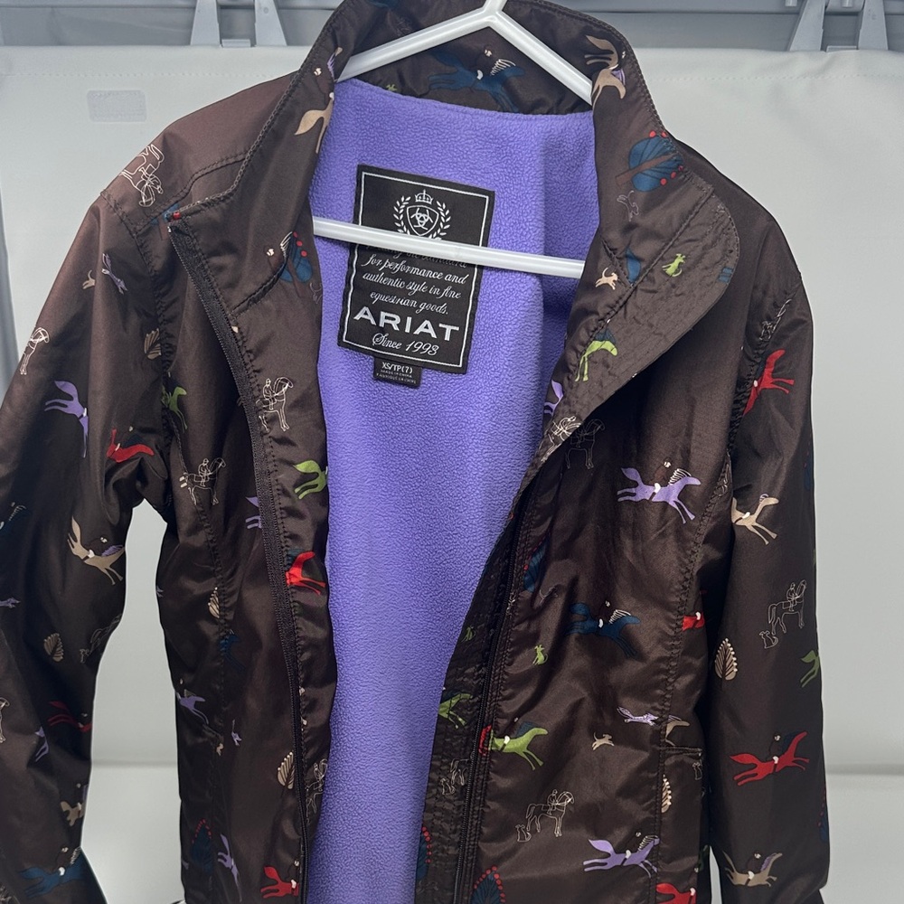 Ariat Kids' Brown Raincoat with Horse Pattern